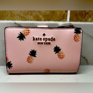 Kate Spade bifold wallet-pink with pineapples-in great shape-lightly  used